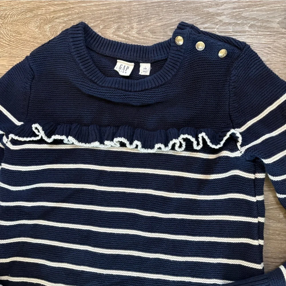 GAP Kids Navy and White Striped Dress Sz 10 Preppy Classic Sailorcore Cozy EUC‌‌